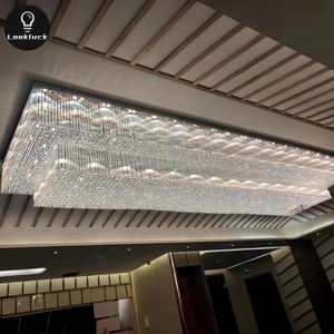 ثريا سقف كريستال K9 كبيرة فاخرة بتصميم مربع حديث، مصممة خصيصًا للمشاريع الهندسية وقاعات الحفلات والفيلات وردهات الفنادق - Product Image 2