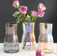 Groothandel Nordic Moderne Minimalistische Handgeblazen Decoratieve Bloemen Grijs Amber Glans Hydrocultuur Glazen Cilinder Vazen In Bulk