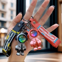 Nouvel Arrivage Porte-clés Ours Astronaute Éclair Thème Spatial EXPLORE FUTURE Pendentif Dessin Animé en Silicone pour Voiture