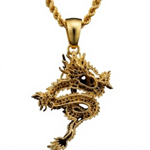 <b>Iced</b> <b>Out</b> Zircon Dragon Pendant Necklace Gold Plated Brass Charm Link <b>Chain</b> Hip Hop Jewelry Gift - Product Image 5