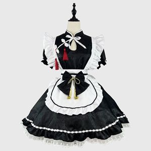 Chinese Style Jacquard Lolita Maid Dress Plus Size Cosplay Costume Spring 2024 Tassel Detail Polyester Fabric - Product Image 2