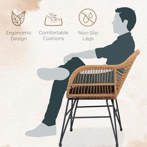 लक्जरी रतन वार्तालाप सेट उच्च गुणवत्ता वाले आउटडोर गार्डन सेट कुशन बिस्टरो सेट के साथ सोफा 3 पीस - Product Image 3