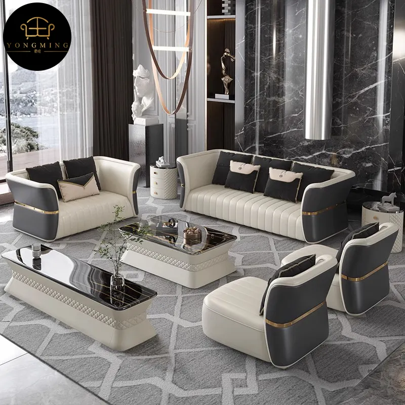 Moderno bellissimo Design mobili divano in pelle usato divano Set sedie soggiorno divano