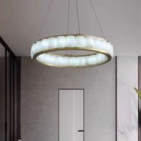 Lustre moderne de luxe pour salon et chambre à coucher, en albâtre naturel, plafonnier LED blanc chaud en acier inoxydable et marbre, angle de faisceau 360°