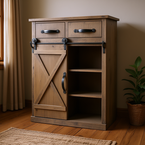 Gabinete de Madera Estilo Granja Americana para Sala de Estar con 2 Cajones y 3 Estantes, Modelo XH - Product Image 2