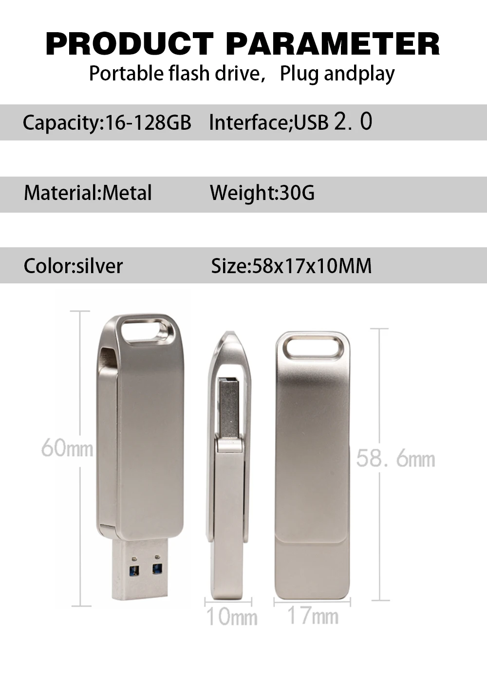 Metal Swivel usb flash drive