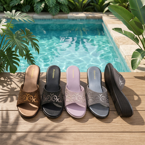 Sandalias Planas de Mujer con Tiras de Crochet, Chanclas Decorativas con Punta Abierta para Playa y Exteriores - Product Image 2