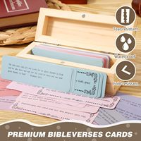Vente en gros de cartes avec des versets bibliques pour Pâques, coffret en bois massif pour cadeau chrétien