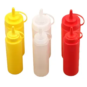 Botol bumbu plastik, Aksesori dapur, wadah saus saus saus, minyak, cuka, Dispenser bumbu plastik 8oz 12oz