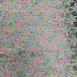 <span class=keywords><strong>3D</strong></span> Màu Sắc Hỗn Hợp Organza Hoa Sequin Thêu Thoáng Khí Cho Thụy Sĩ Voile Ăn Mặc Vải Tuyn Ren Vải Mới Hoa Lưới Của Cô Gái - Product Image 1