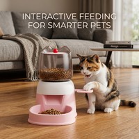 Distributeur automatique de nourriture pour animaux de compagnie en plastique, à gravité, pour chats et chiens, base antidérapante, 2L, anti-fuite, motif uni