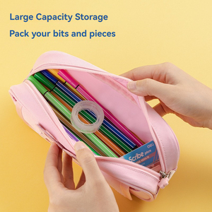Trousse à crayons transparente rose Deli BC223 avec <span class=keywords><strong>film</strong></span> flash, grande capacité, sac de papeterie multifonction pour filles, lot de 192 pièces par carton, meilleur prix - Product Image 3