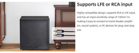 Haut-parleur subwoofer sans fil avec entrée LFE RCA, basses profondes, son surround pour home cinéma, amplificateur de télévision, barre de son