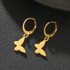 Pendientes de acero de titanio a la moda con diseño de animales del zodíaco, mariposa, oso, abeja, para mujer, joyería ligera de lujo - Product Image 2