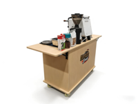 Comptoir de bar mobile et pliable en acier inoxydable à effet bois pour l'extérieur, station de cocktail, poste de travail pour barman, station de bar à cocktails
