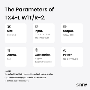 Contrôleur de température numérique PID de qualité supérieure Sinny TX4-<span class=keywords><strong>L</strong></span>, entré<span class=keywords><strong>e</strong></span> RTD TC K/<span class=keywords><strong>J</strong></span>/PT100, sortie relais/SSR, 110-240VAC/DC, CE - Product Image 3