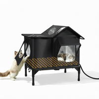 Maison pour chat en métal chauffée et isolée, de luxe moderne, pour chats d'extérieur, taille S