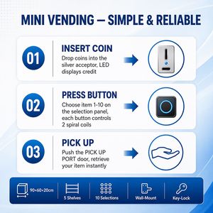 Máquina Expendedora de Pared Metálica Azul de Autoservicio 24 Horas, con SDK, Acepta Tarjetas de Crédito y Monedas, Interfaz en Inglés, 110-240V, para Parques y Cines - Product Image 5