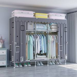 Armario de tela plegable portátil de lujo con tubos de metal Armario de almacenamiento de ropa para colgar ropa de alta resistencia - Product Image 5