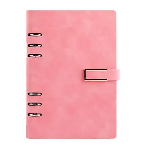 Diario in pelle ricaricabile rosa di colore personalizzato 6 raccoglitore ad anelli Agenda Organizer Planner B6 copertina per Notebook in pelle