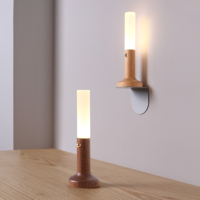 Lampe murale et de table LED magnétique rechargeable en bois massif, à intensité variable tactile, lumière d'ambiance chaude pour chambre, hôtel, cadeau de mariage