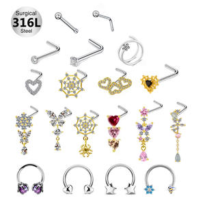 <span class=keywords><strong>Gaby</strong></span> nuevo diseño 316L Acero quirúrgico grado médico corazones piercing de NEZ anillos cuelgan nariz piercing joyería - Product Image 2
