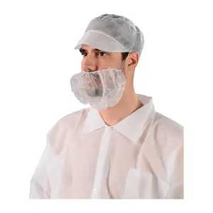使い捨て不織布ひげカバーをぶら下げている男性の食品作業ひげネットヘッド
