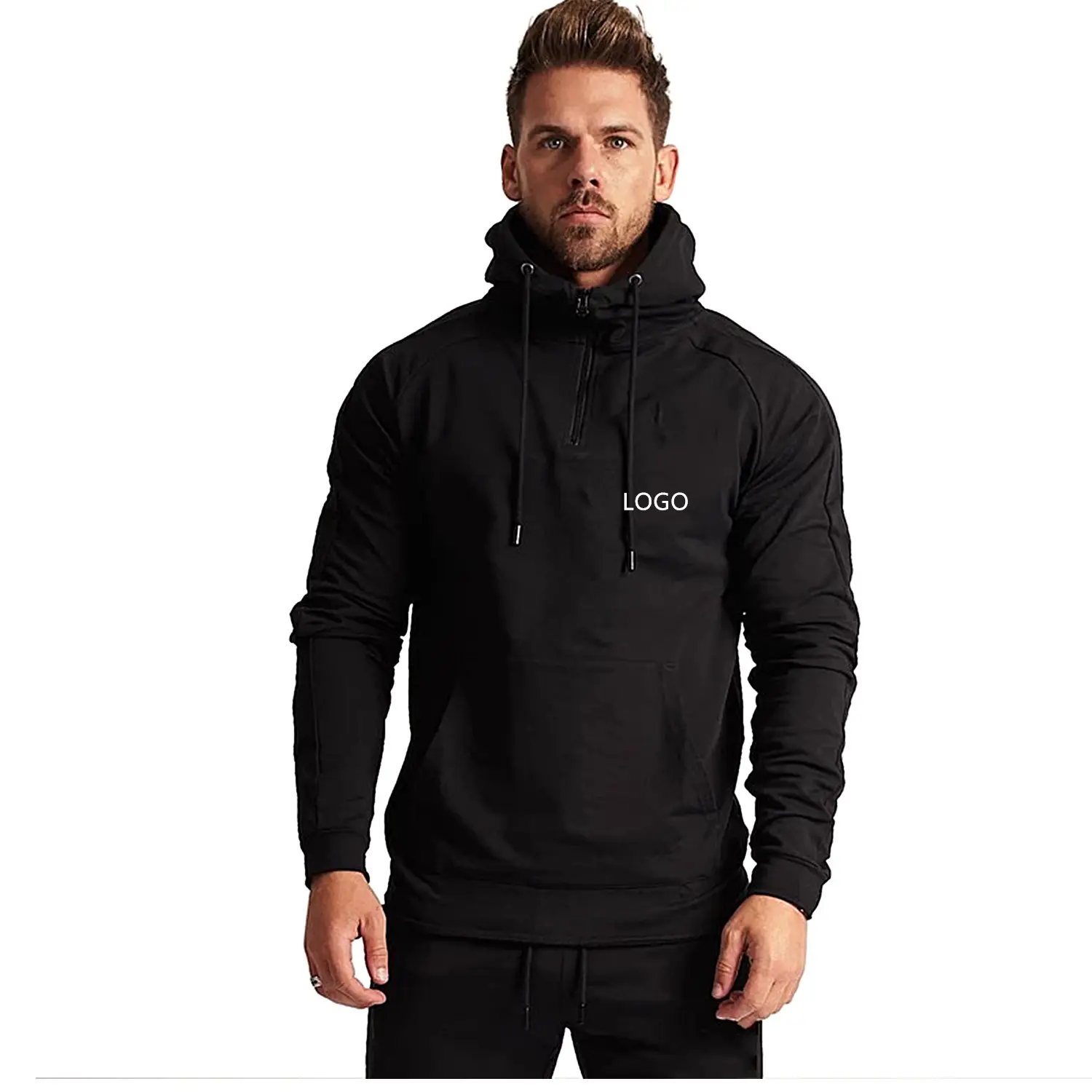 Özel Logo baskılı toptan kazak düz boş spor Mens Hoodies