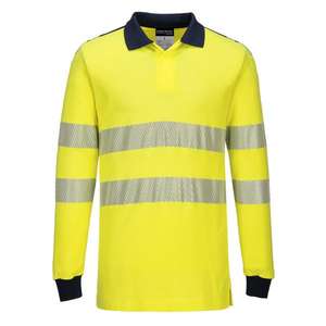 PORTWEST - FR702YNRL WX3 Polo Amarillo/azul marino de alta visibilidad resistente al fuego ROPA DE TRABAJO RESISTENTE A LLAMAS - Product Image 1