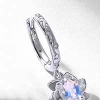 Boucles d'oreilles simples en pierre précieuse bleue lune, en argent 925, double couche, motif fleur d'été, pour femmes et filles, vente en gros