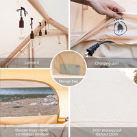 Tente de camping gonflable en toile imperméable et en coton pour le glamping, tente de camping familiale personnalisée pour 5-6 personnes