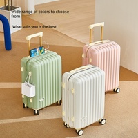 Valise à roulettes ABS de style japonais 20/24 pouces avec interface USB, séparation sec/humide, fermeture éclair anti-explosion et cadenas, pour voyage