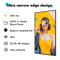 Écran publicitaire interactif mural LCD IPS 4K ultra-fin de 32 à 55 pouces à haute luminosité 500 nits avec CMS intégré