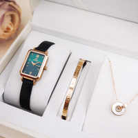 Miboni 2023L Montre-bracelet vintage japonaise à mouvement Seiko à quartz, ensemble avec bracelet, collier et bijoux, coffret cadeau pour femme