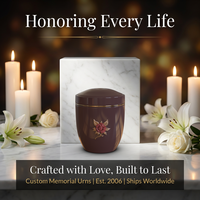 Venta al por mayor personalizado de alta calidad de cerámica clásica en relieve oro rosa flor icono recuerdo funerario ceniza cremación urna para humanos