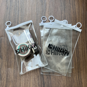 Sac à fermeture éclair en PVC personnalisé avec logo, 14x20cm, petit sac pour cosmétiques, emballage pour rouge à lèvres, sac à fermeture éclair transparent avec anneau blanc - Product Image 2