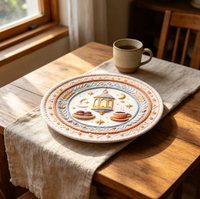Assiette de Présentation en Plastique à Motif Imprimé Vintage pour la Décoration de Table à Domicile, Non Alimentaire, Vente en Gros