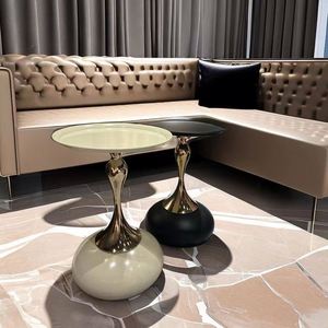 Nordic Wrought Iron Coffee <strong>Table</strong> Sets <strong>Mesa</strong> De Centro Modern Round Side <strong>Tables</strong> With Gold Leg for Living Room - Product Image 4