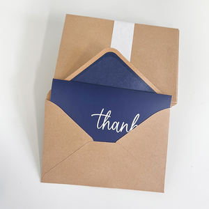 2025 도매 맞춤형 인사말 카드, 크라프트 종이 4x6 인치, 빈 카드, 즉시 배송, 감사 카드, 네이비 블루 무광 라미네이션 - Product Image 1