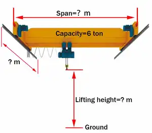 Low headroom overhead crane 5 ton single girder bridge crane eot crane for sale