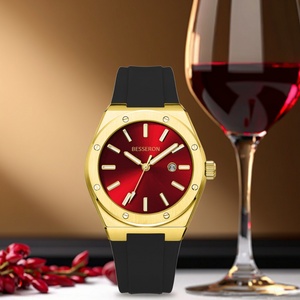 Reloj Deportivo de Cuarzo para Hombre, Marca de Lujo Personalizada, Esfera de 42 mm, Caja de Acero Inoxidable, Dorado, Estilo Ejecutivo, Correa de Goma, Resistente al Agua 5 BAR - Product Image 3