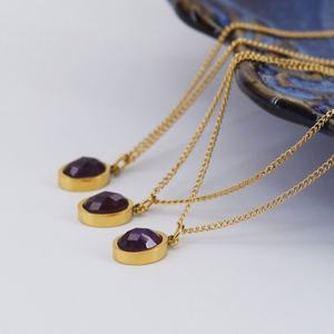 สร้อยคอพร้อมจี้หินอะเมทิสต์ธรรมชาติ ชุบทอง 18k คุณภาพสูง ไม่หมอง ไม่ดำ ผลิตตามสั่ง ขายส่ง สำหรับผู้หญิง - Product Image 6
