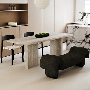 <span class=keywords><strong>Banc</strong></span> ottoman long minimaliste italien en velours froissé avec structure en bois pour entrée, tabouret à chaussures - Product Image 5