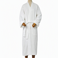 Peignoir en coton tricoté à motif gaufré, noir, unisexe, pour hôtel, sauna, complexe hôtelier, léger, séchage rapide, respirant, en gros