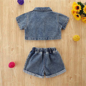 Conjunto de Ropa de Verano para Niñas, Boutique de Moda, Pantalones Cortos de Mezclilla de Manga Corta, Ropa para Niños Pequeños - Product Image 3
