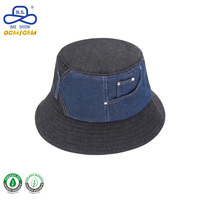 Chapeau Bob Décontracté Unisexe en Tissu Denim Premium Colorblock Certifié BSCI GRS pour Usage Quotidien et Extérieur