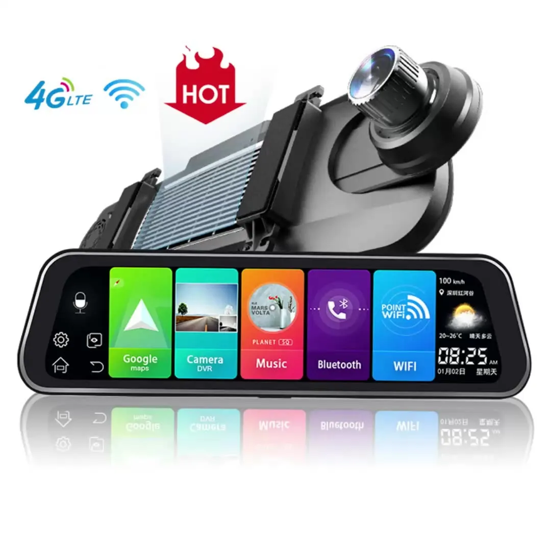 10 Inch Fhd Car Camera Android 8.1 Adas Wifi Gps Dash Cam 4g Mirror Dashcams Car black box 1080P