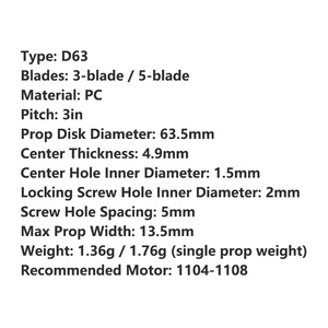 Hélices Gemfan Cinewhoop de 2.5 Pulgadas, Gemfan D63 de 3 y 5 Aspas, Hélices de PC para Drones CW CCW para <span class=keywords><strong>Beta95X</strong></span> Taycan Ducted Quadcopter - Product Image 2