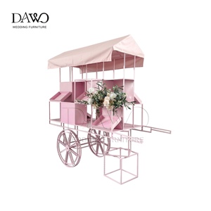 Carrello per Dessert in Ferro Rosa di Alta Qualità per Matrimoni e Feste, Uso Esterno e Workshop, Arredamento Commerciale Durevole - Product Image 6