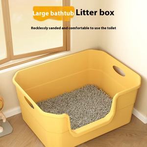 Büyük boy 20L anti-sıçrama kedi kum kabı yavru kedi ve evcil hayvanlar için kolay temiz plastik kapalı tuvalet - Product Image 5